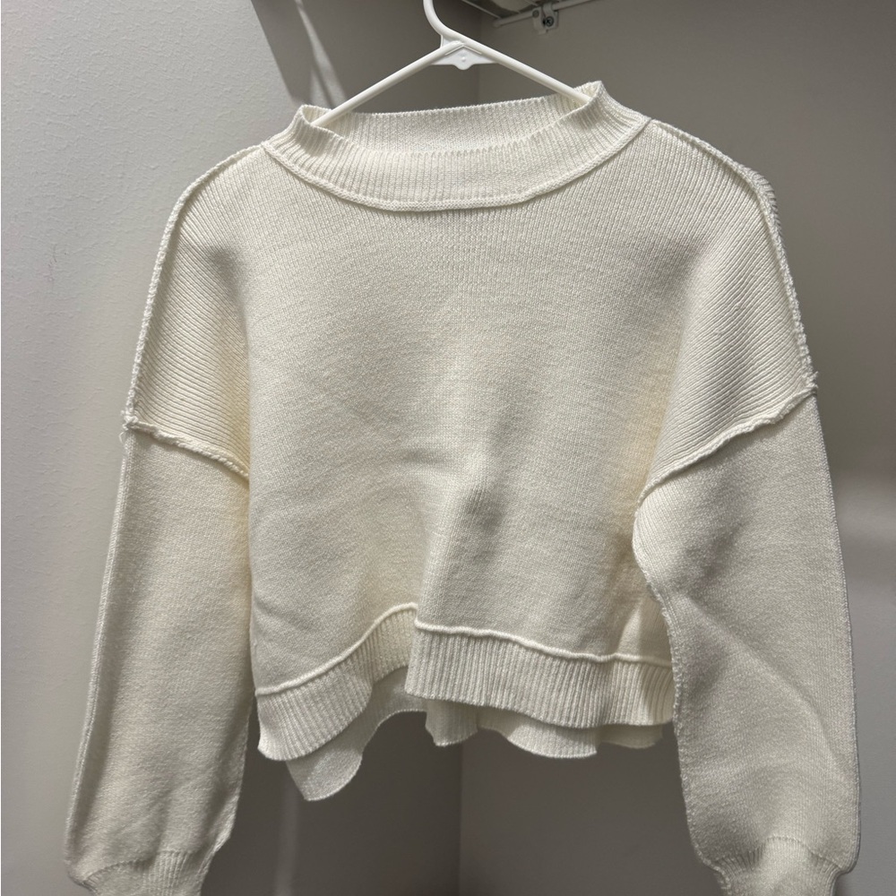 Pink Rose Cream Women's Crew Neck Sweater